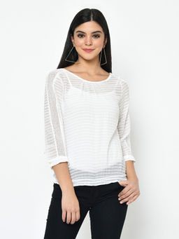 Latin Quarters - White Stripes 3/4th Sleeve Top