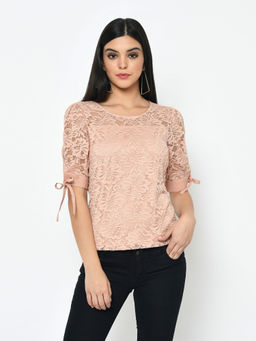 Latin Quarters - Beige Detailing Half Sleeves Top