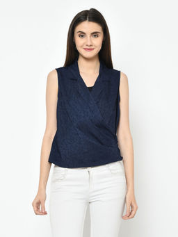 Latin Quarters - Navy Blue Printed Sleeveless Top