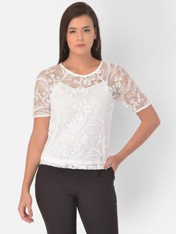 Latin Quarters - White Lace Embroidered Top