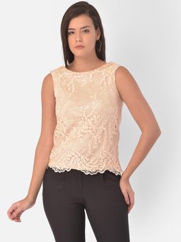 Latin Quarters - Peach Lace Embroidered Top