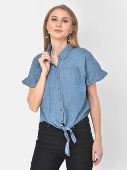 Latin Quarters - Blue Short Sleeve Blouse