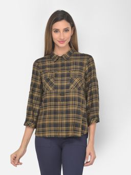 Latin Quarters - Bblack And Yellow Check Top