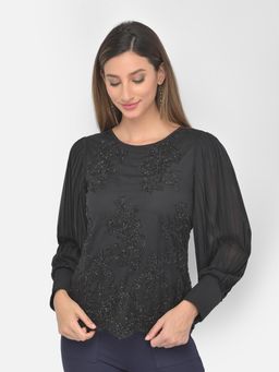Latin Quarters - Black Self Design Top