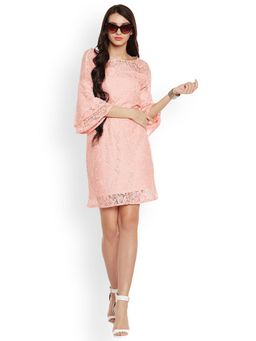 Latin Quarters - Women Pink Self Design Sheath Dress