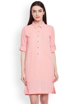 Latin Quarters - Women Peach Stripes Shirt Dress