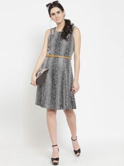 Latin Quarters - Women Self Design Fit And Flare Dress