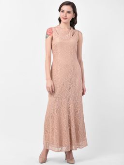Latin Quarters - Beige Solid Maxi Dress