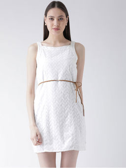 Latin Quarters - White Plain Sleeveless Dress
