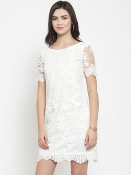 Latin Quarters - Off White Patterned Dress