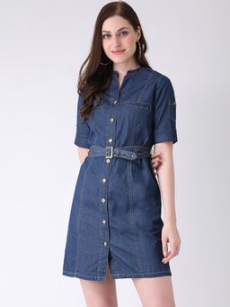 Latin Quarters - Blue Solid Dress