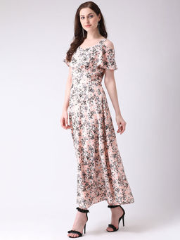 Latin Quarters - Peach Printed Short Sleeves Dress