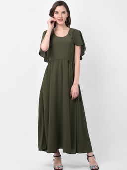 Latin Quarters - Green Solid Maxi Dress