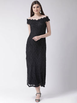Latin Quarters - Black Detailing Cap Sleeves Dress