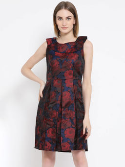 Latin Quarters - Red Floral Sleeveless Dress