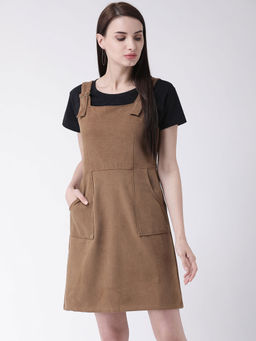 Latin Quarters - Brown Plain Sleeveless Dress
