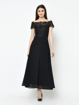 Latin Quarters - Black Detailing Short Sleeves Dress
