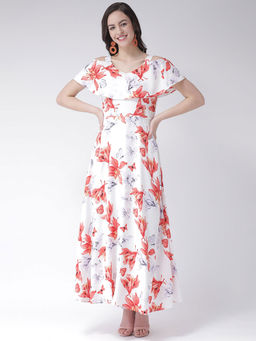 Latin Quarters - White Floral Short Sleeves Dress