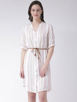 Latin Quarters - Pink Stripes 3/4th Sleeve Dress