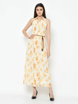 Latin Quarters - Yellow Printed Sleeveless Dress