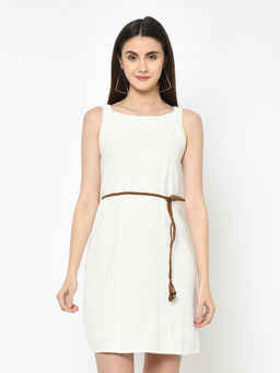 Latin Quarters - White Detailing Sleeveless Dress