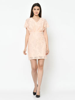 Latin Quarters - Pink Detailing Short Sleeves Dress