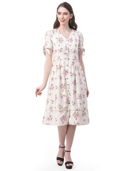 Latin Quarters - Beige Floral Midi Dress