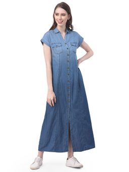 Latin Quarters - Blue Solid Maxi Dress