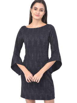 Latin Quarters - Navy Blue Lurex Knit Shift Dress
