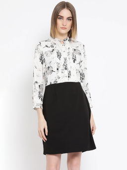 Latin Quarters - Off White Printed Long Sleeves Dress