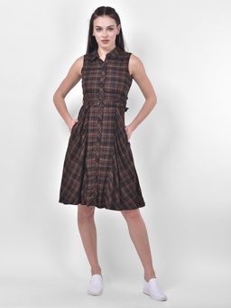 Latin Quarters - Buttoned Check Shirt Dress