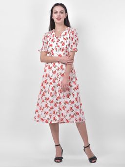 Latin Quarters - Flower Print Shirt Dress with Smocking