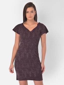 Latin Quarters - Purple Lurex Ruffle Sleeve Dress