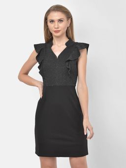 Latin Quarters - Black Lurex Ruffled Dress