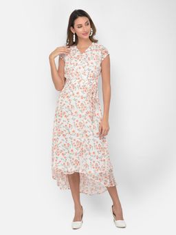 Latin Quarters - Orange Swiss Dot Wrap Midi Dress
