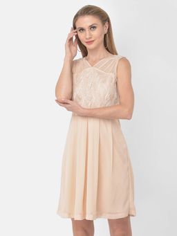 Latin Quarters - Peach Sleeveless Knee Length Dress
