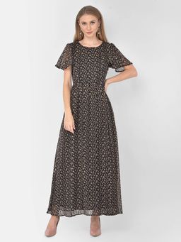 Latin Quarters - Black Short Sleeve Maxi Dress