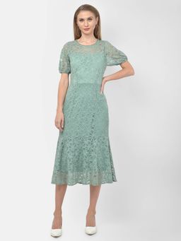 Latin Quarters - Green Short Sleeve Midi Dress