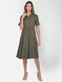 Latin Quarters - Green Tier Dress With Belt