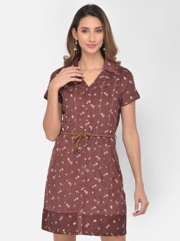 Latin Quarters - Brown Corduroy Printed Dress