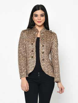 Latin Quarters - Beige Suede Solid Full Sleeve Button Jacket