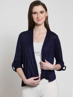 Latin Quarters - Navy Solid Open Front Shrug