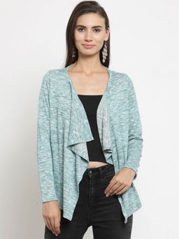 Latin Quarters - Green Self Design Open Front Shrug