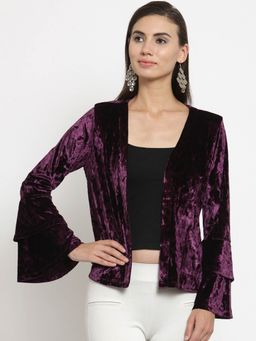 Latin Quarters - Purple Solid Open Front Shrug