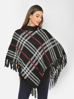 Latin Quarters - Black Check High Neck Poncho
