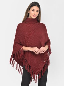 Latin Quarters - Maroon High Neck Ponchu