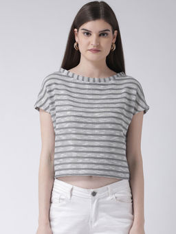 Latin Quarters - Grey Stripes Cap Sleeves Top