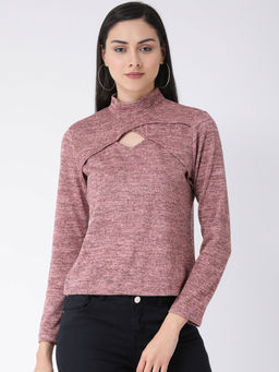 Latin Quarters - Pink Solid Long Sleeves Top