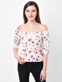 Latin Quarters - Red Printed 3/4th Sleeve Top