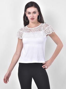 Latin Quarters - Solid Top with Sequins At Neck Yoke